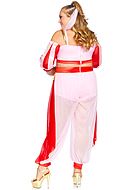 Female genie in a bottle, costume top and pants, tassels, cold shoulder, XL to 4XL